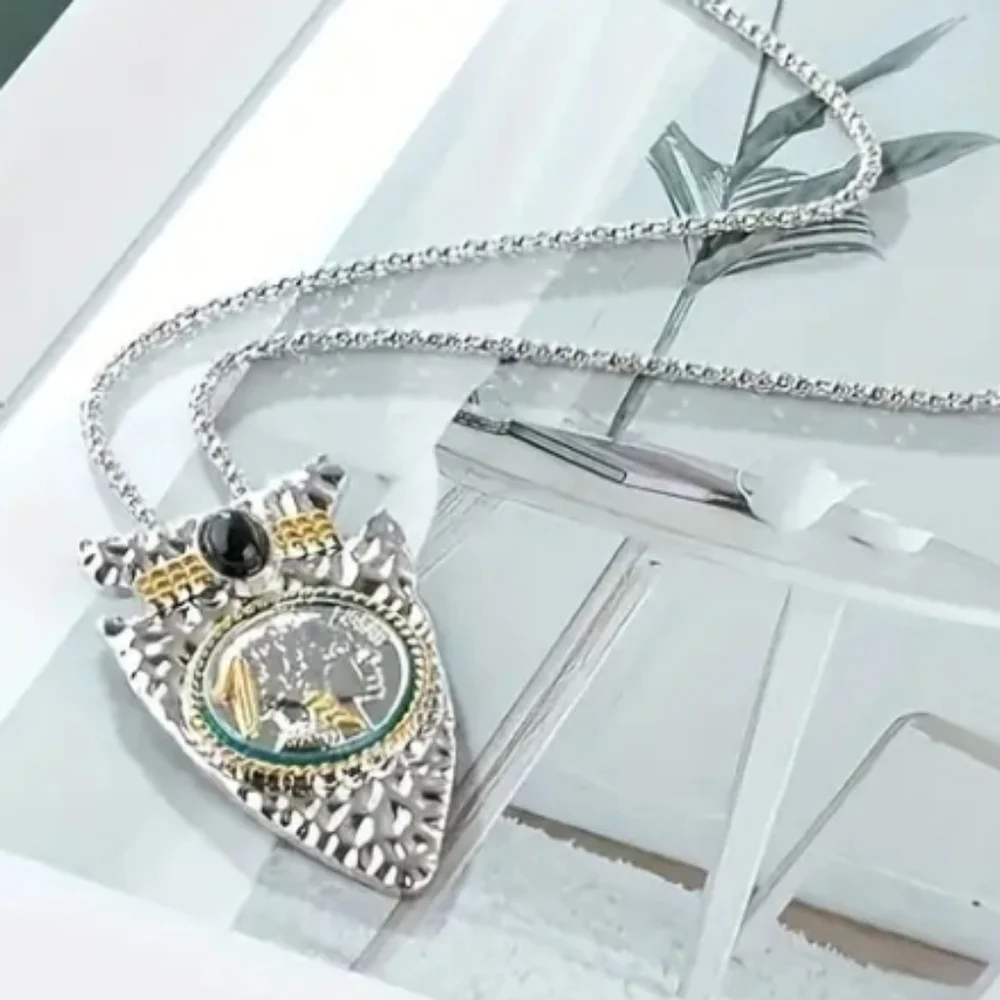 Two Tone Arrowhead Pendant Necklace